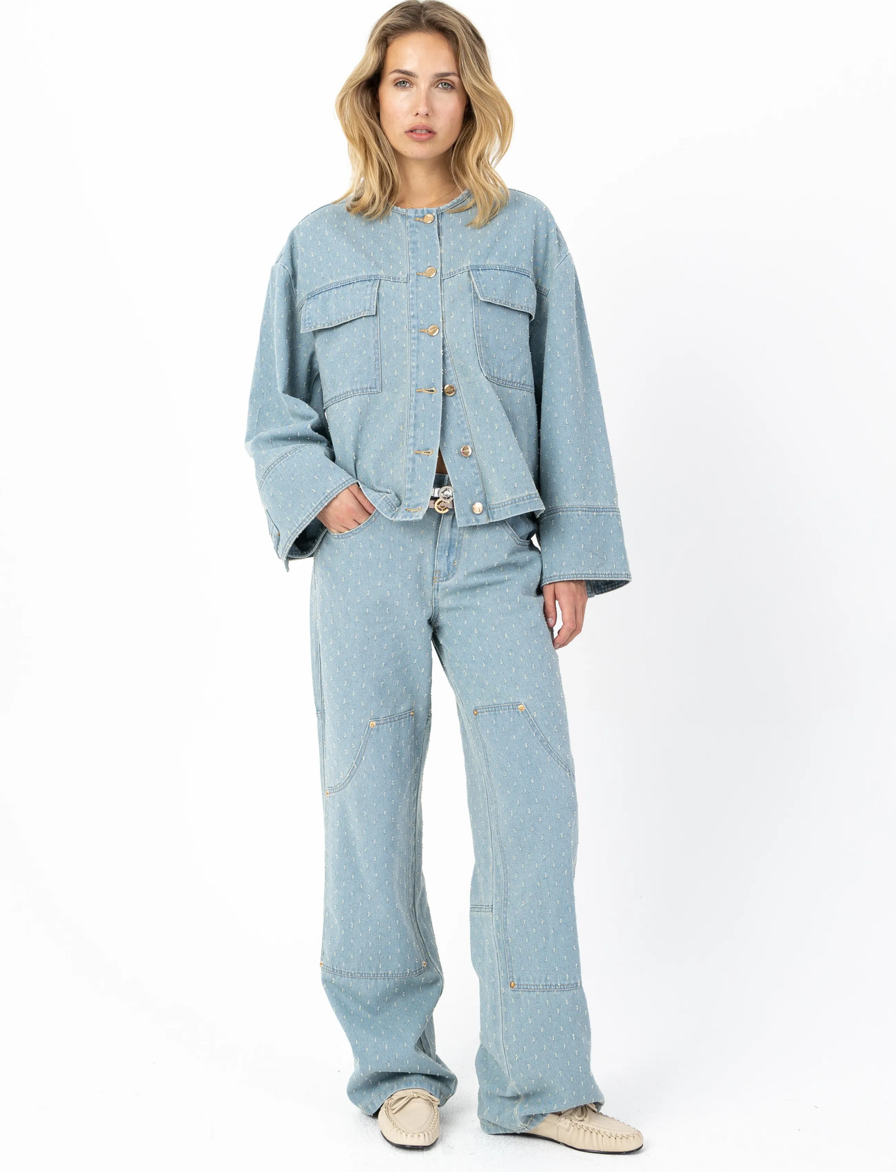 Coster Copenhagen Jacket In Dot Denim, 42, Blue, Jakker > Denim, Dame