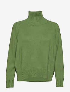 Knit w. T-neck in seawool - FORREST GREEN