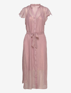 Metallic chiffon dress - shirt dresses - washed rose