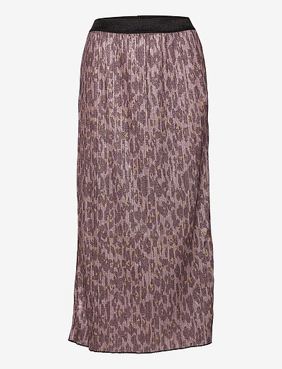 Plisse skirt with leoprint - midinederdele - shimmer leo