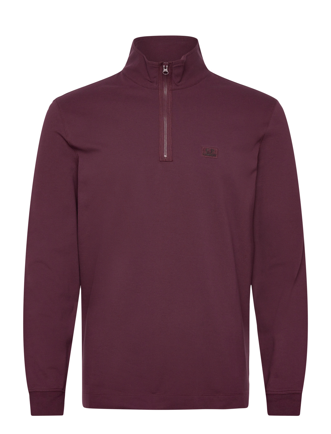 C.P. Company Stretch Piquet Half-Zip, S, Burgundy, Strik > Trøjer Med Halv Lynlås, Herre