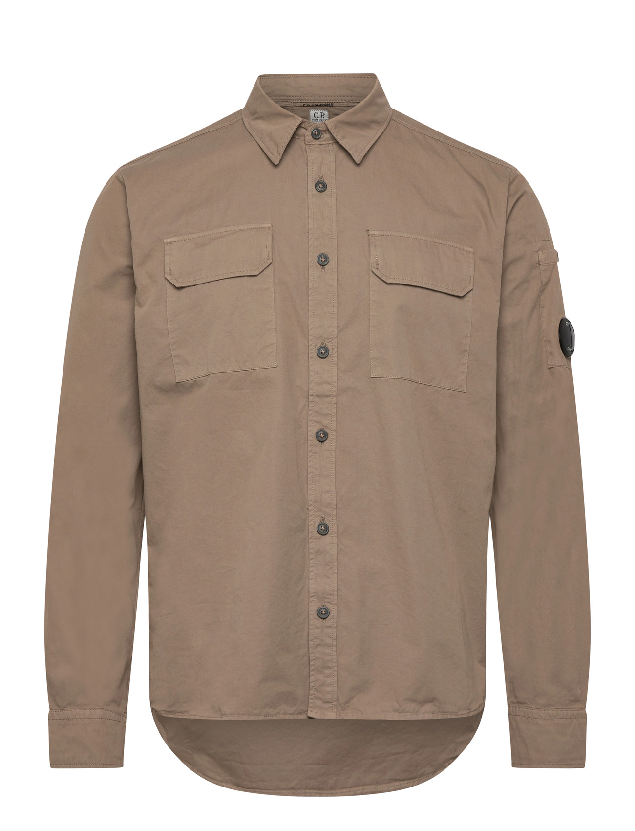C.P. Company Organic Gabardine Buttoned Lens Shirt, 3XL, Beige, Skjorter > Afslappet Shirts, Herre