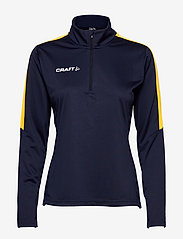 Craft - Progress Halfzip LS Tee W - sweatshirts - navy/yellow - 0