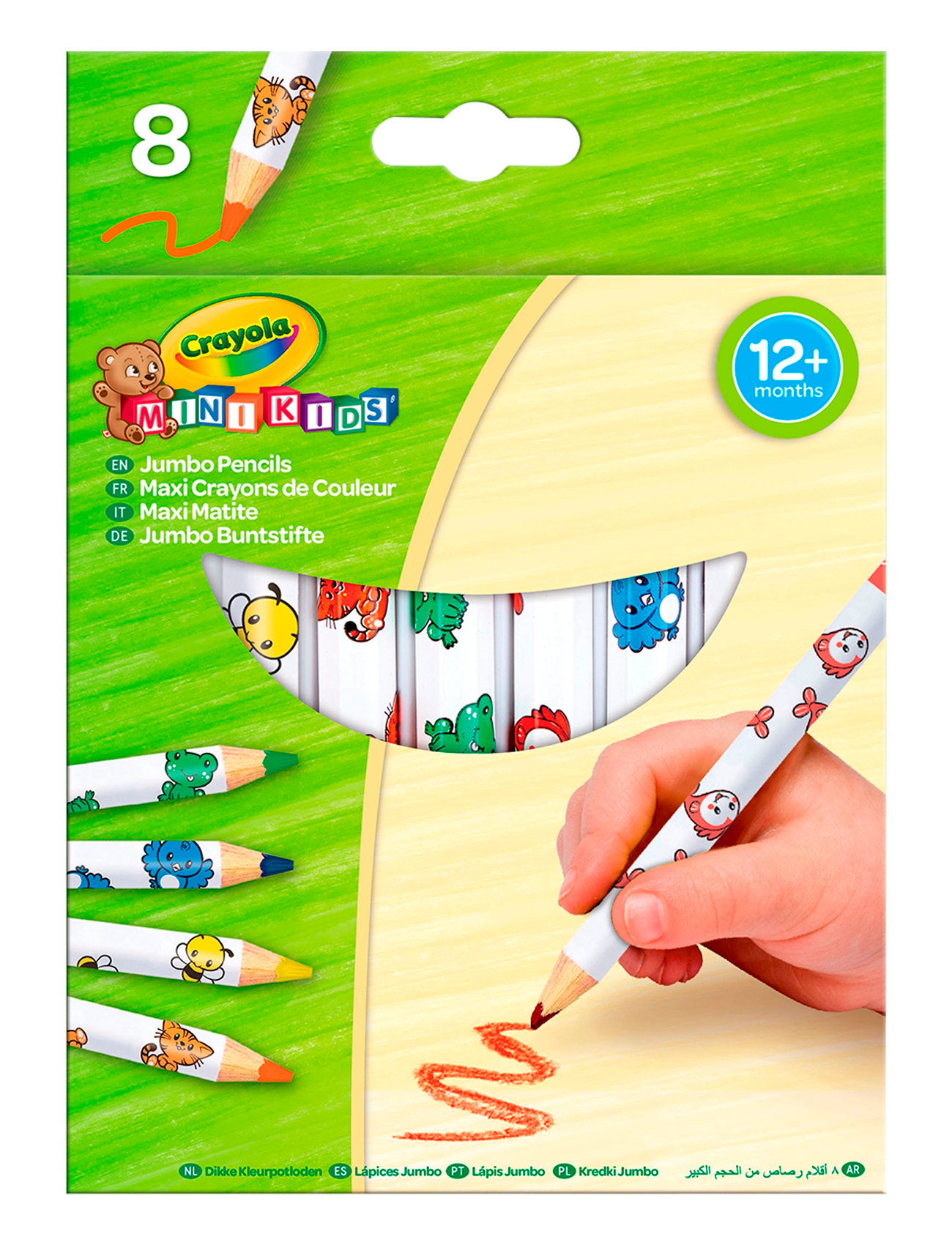 Crayola 8 Mini Kids Jumbo Pencils Toys Creativity Drawing & Crafts Drawing Coloured Pencils Multi/patterned Crayola