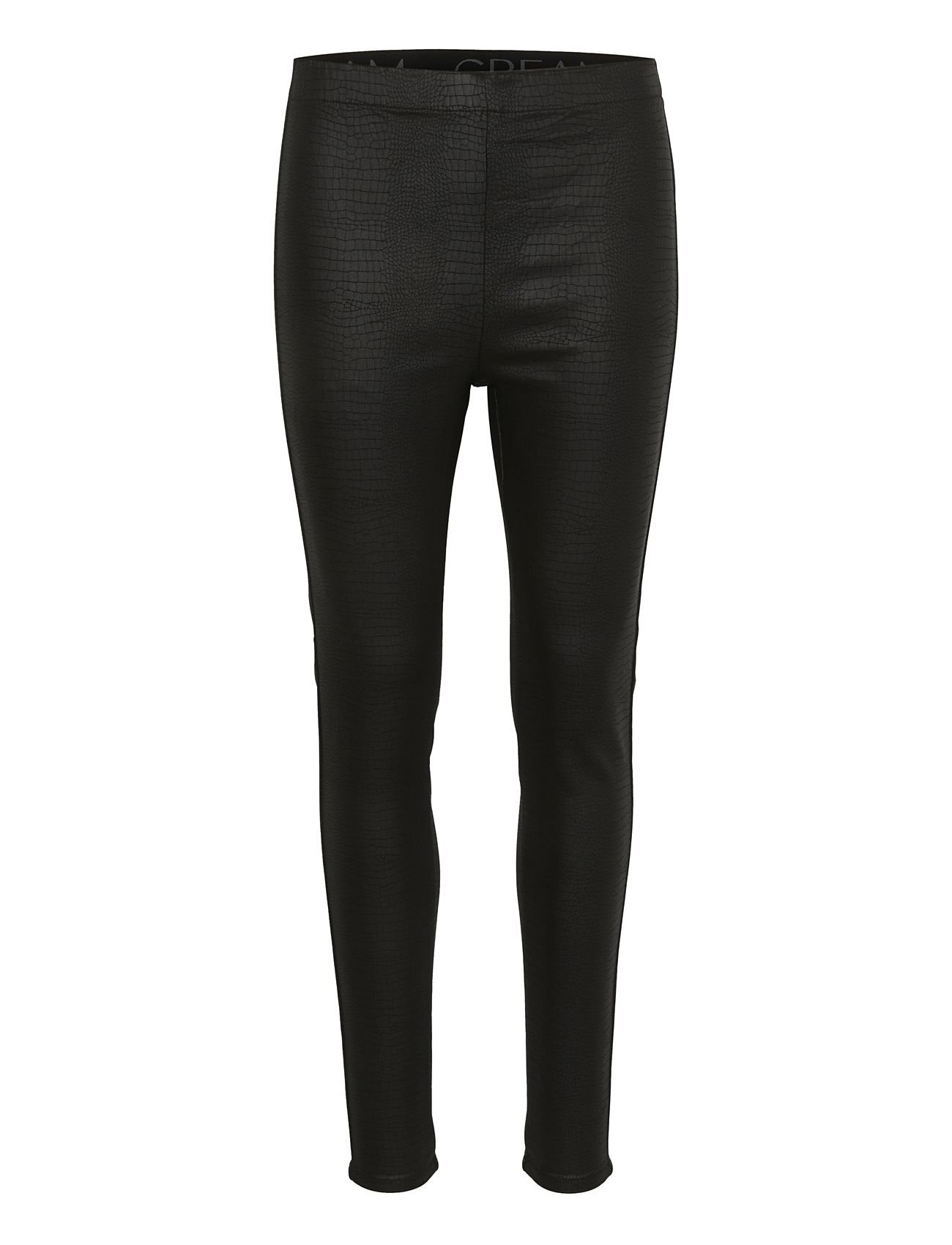 Crtabea Woven Legging Bottoms Trousers Leather Leggings-Bukser Black Cream