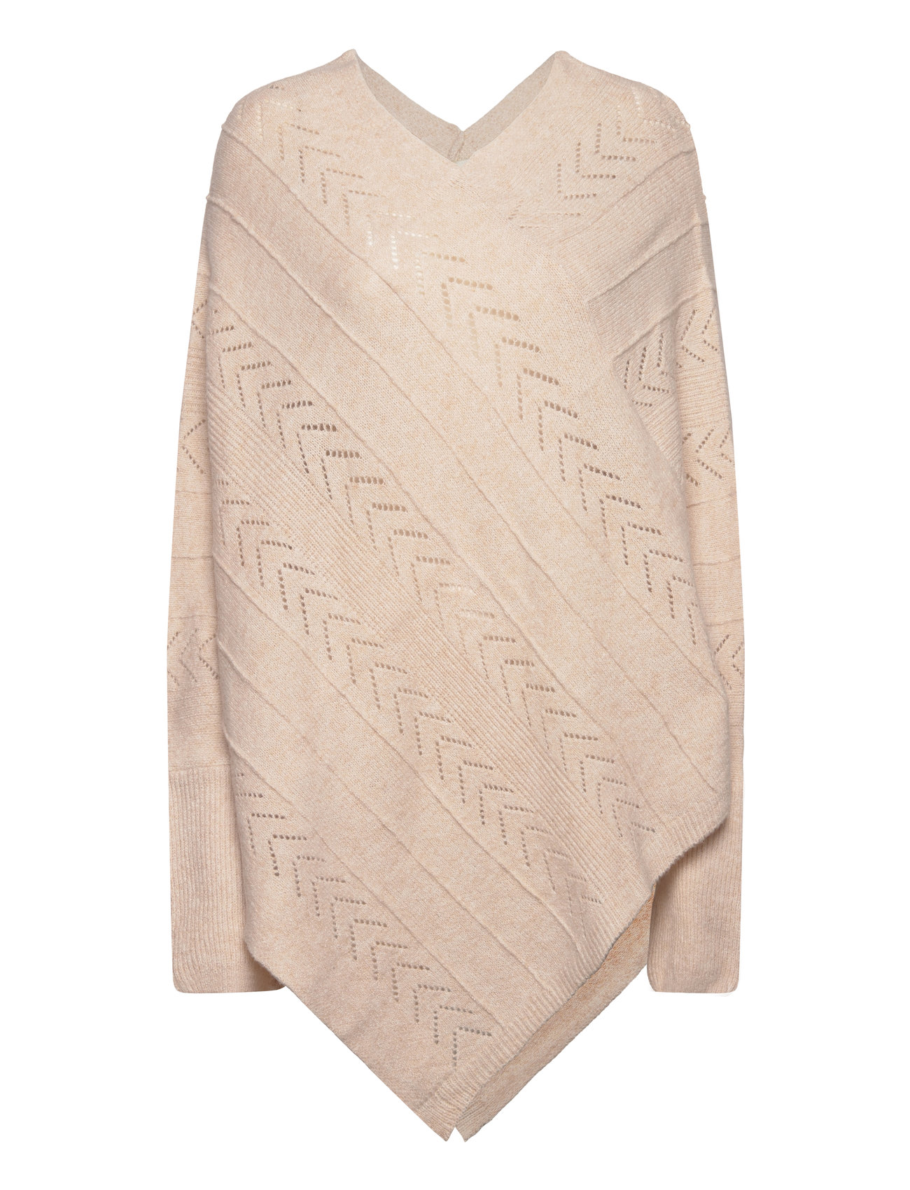 Cream Crholiday Knit Poncho Beige