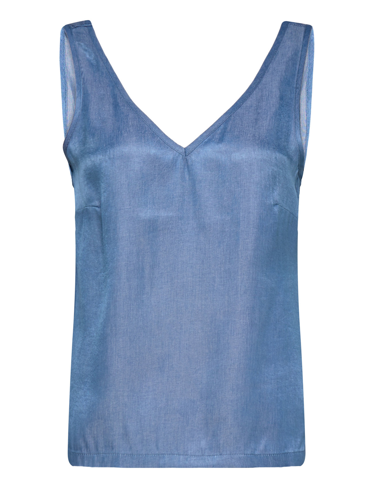 Crsiran V-Neck Top Blue Cream