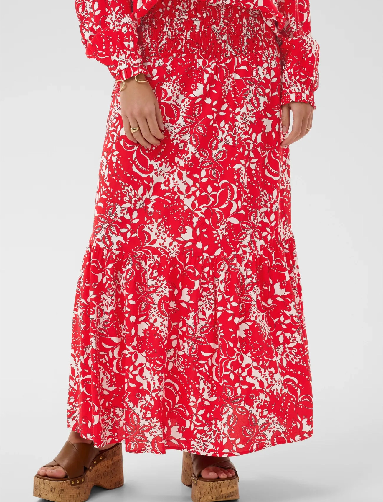 Cream Crtiah Skirt, 36, Red, Nederdele > Maxi, Dame