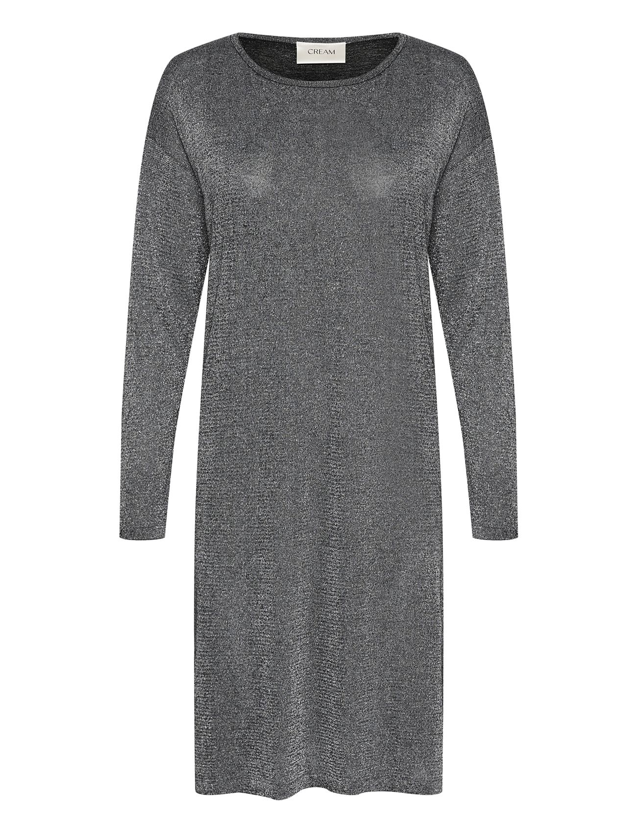 Crjolly Knit Dress Knelang Kjole Grey Cream