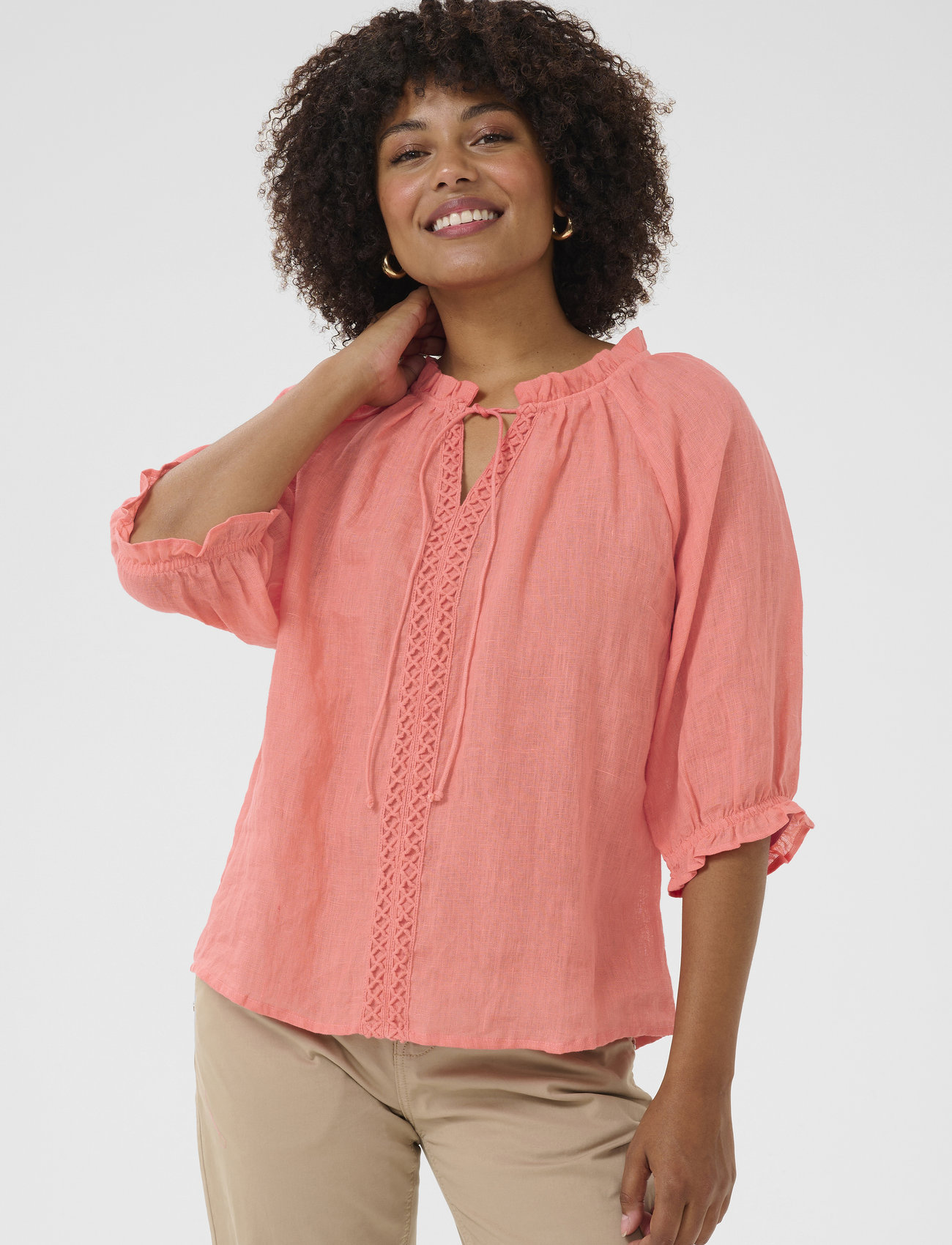 Cream Crbellis Lace Blouse, XS, Coral, Bluser > Kortærmede, Dame