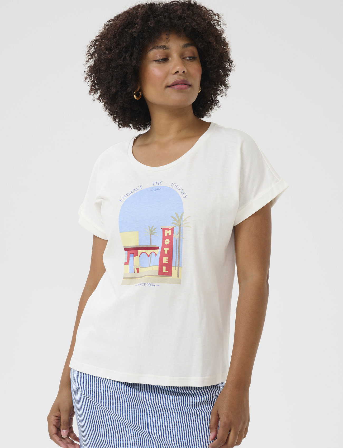Cream Crrigga T-Shirt, L, White, T-Shirts & Toppe > Kortærmede, Dame
