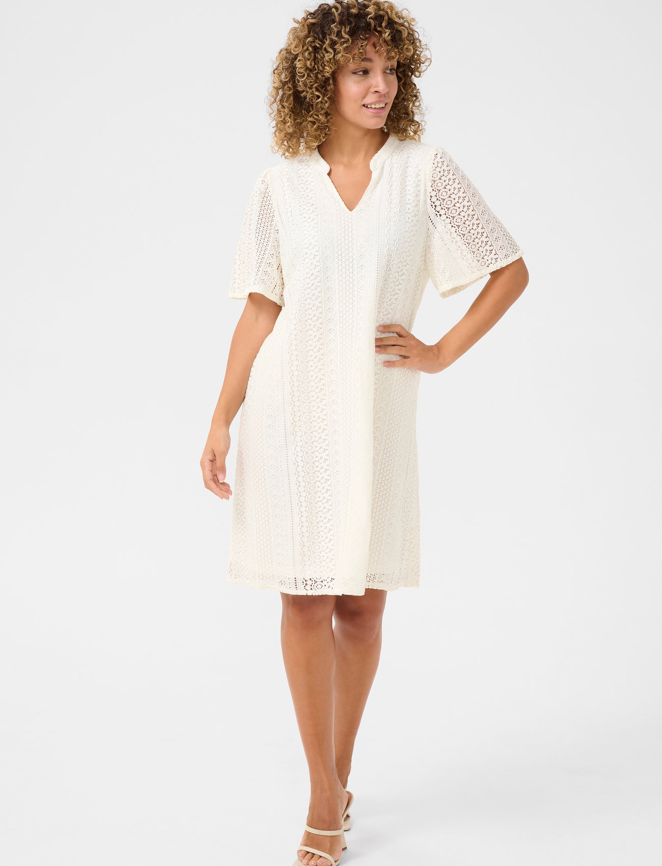 Cream Crrubby Lace Dress, 38, Cream, Kjoler > Knælange Og Midi, Dame
