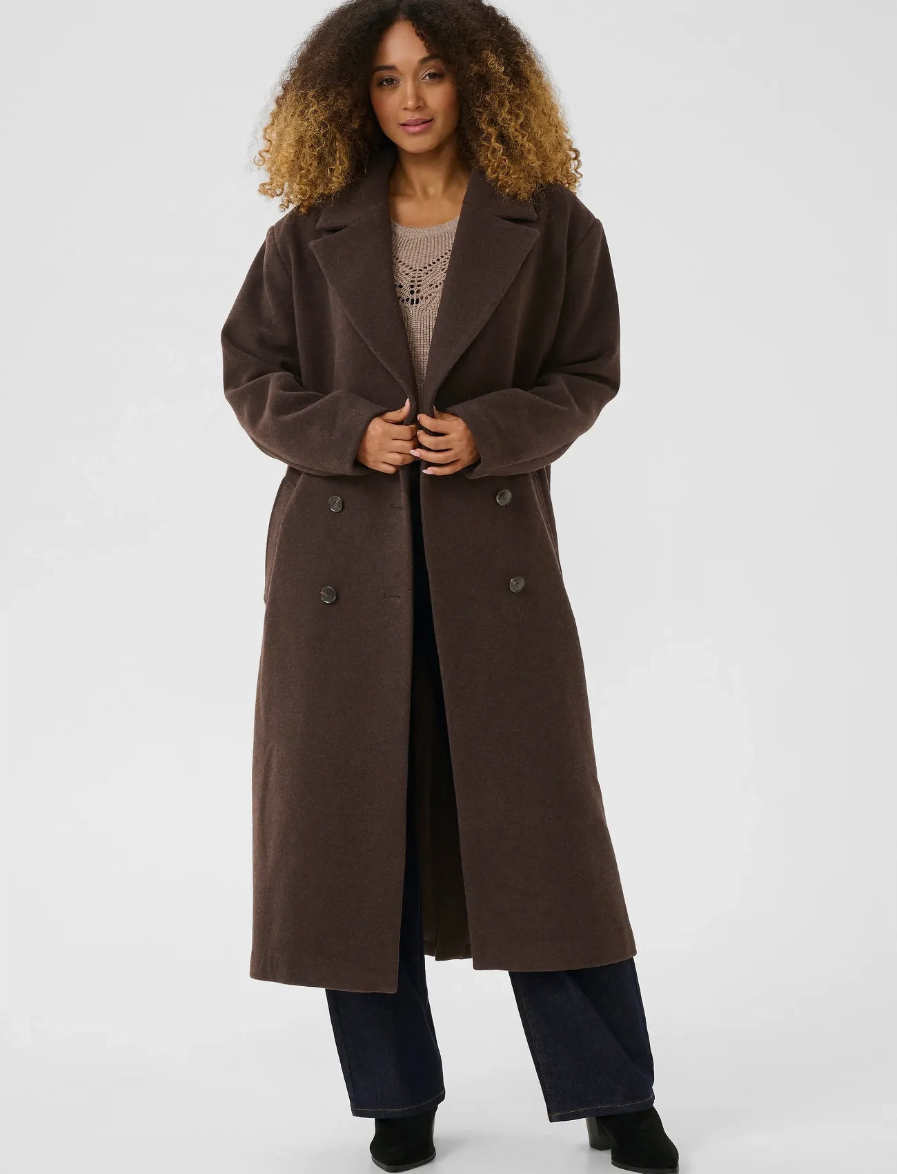 Cream Crjamey Coat, 42, Brown, Frakker > Vinterfrakker, Dame