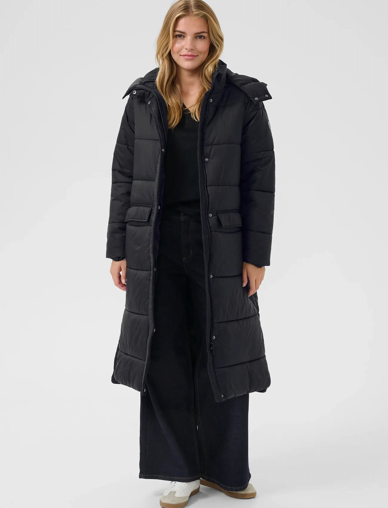 Cream Crgaiagro Long Jacket, 40, Black, Frakker > Vatterede Frakker, Dame