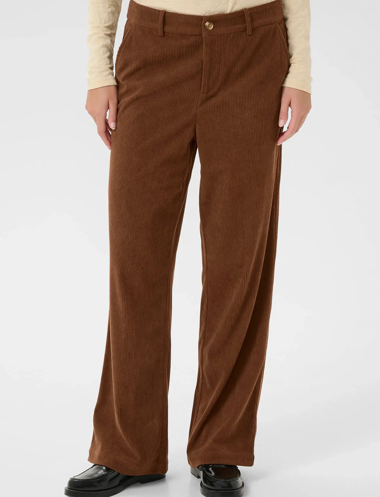 Cream Crkanna Corduroy Pant, 46 x 32, Brown, Bukser > Brede Ben, Dame