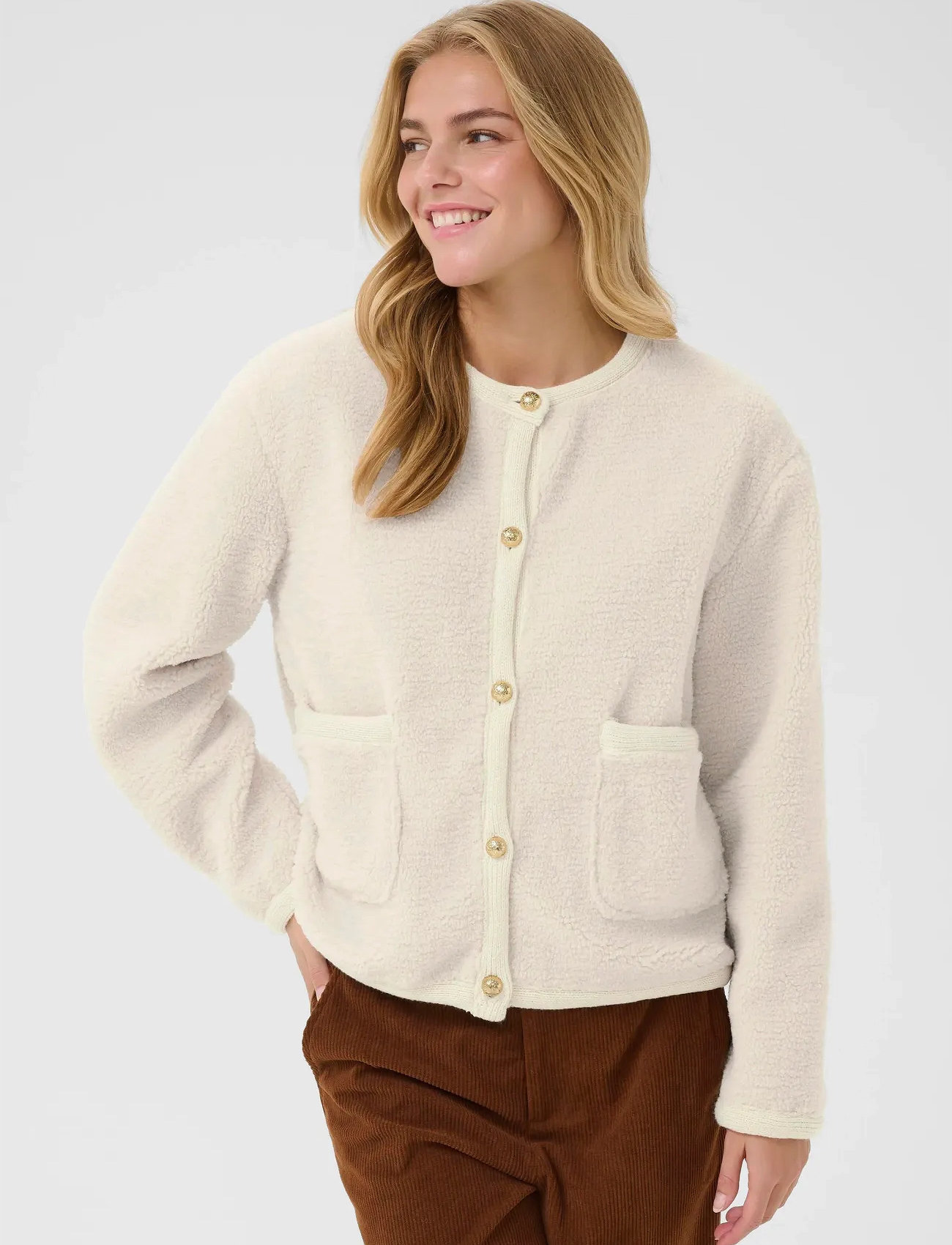 Cream Cranolis Cardigan, XL/XXL, White, Strik > Cardigans, Dame