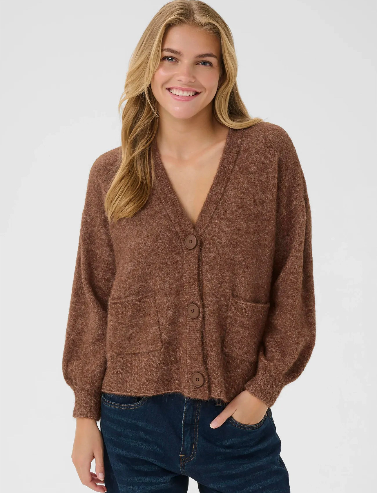 Cream Crblues Oz Cardigan, XL, Brown, Strik > Cardigans, Dame