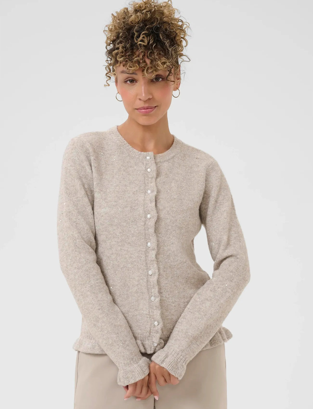 Cream Crjolly Knit Cardigan, XXL, Cream, Strik > Cardigans, Dame