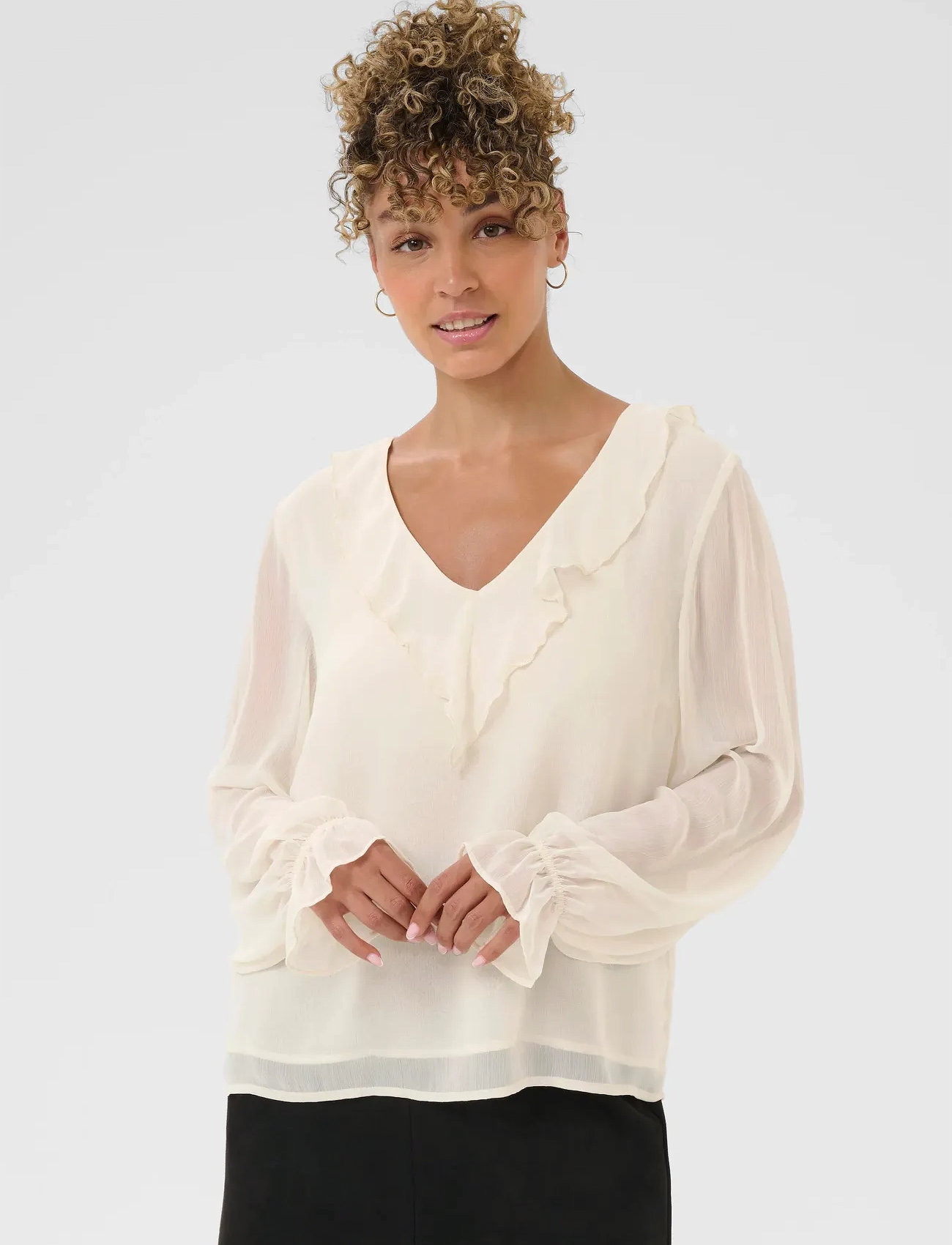 Cream Crflake Blouse, 38, Cream, Bluser > Langærmede, Dame