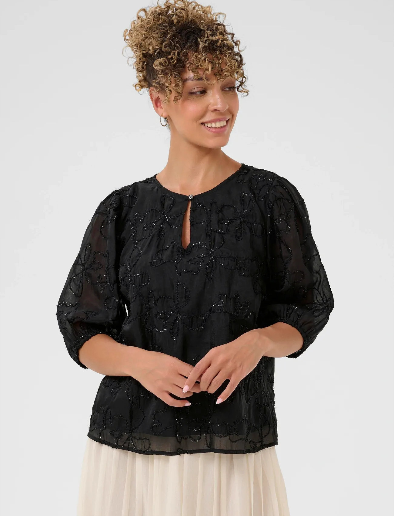 Cream Cringa Blouse, 42, Black, Bluser > Kortærmede, Dame