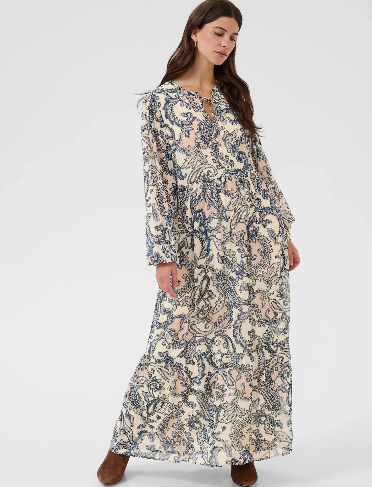 Cream Crbea Dress, 34, Multi/patterned, Kjoler > Maxikjole, Dame