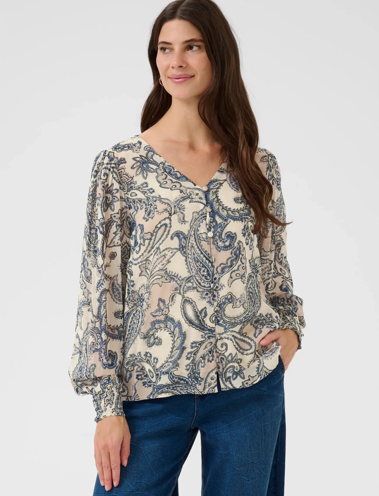 Cream Crbea Blouse, 36, Multi/patterned, Bluser > Langærmede, Dame