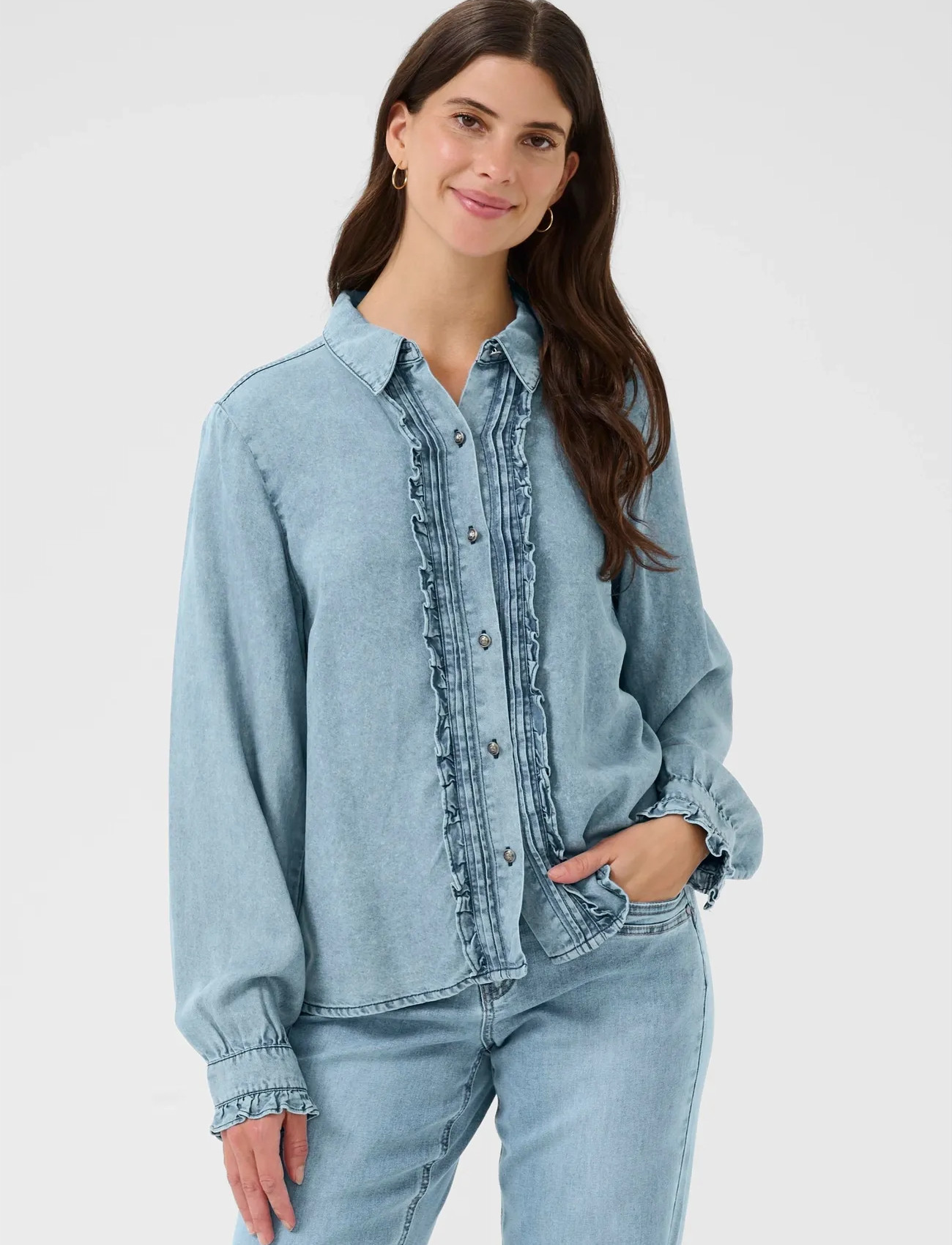Cream Crellie Blouse, 42, Blue, Skjorter > Langærmede, Dame