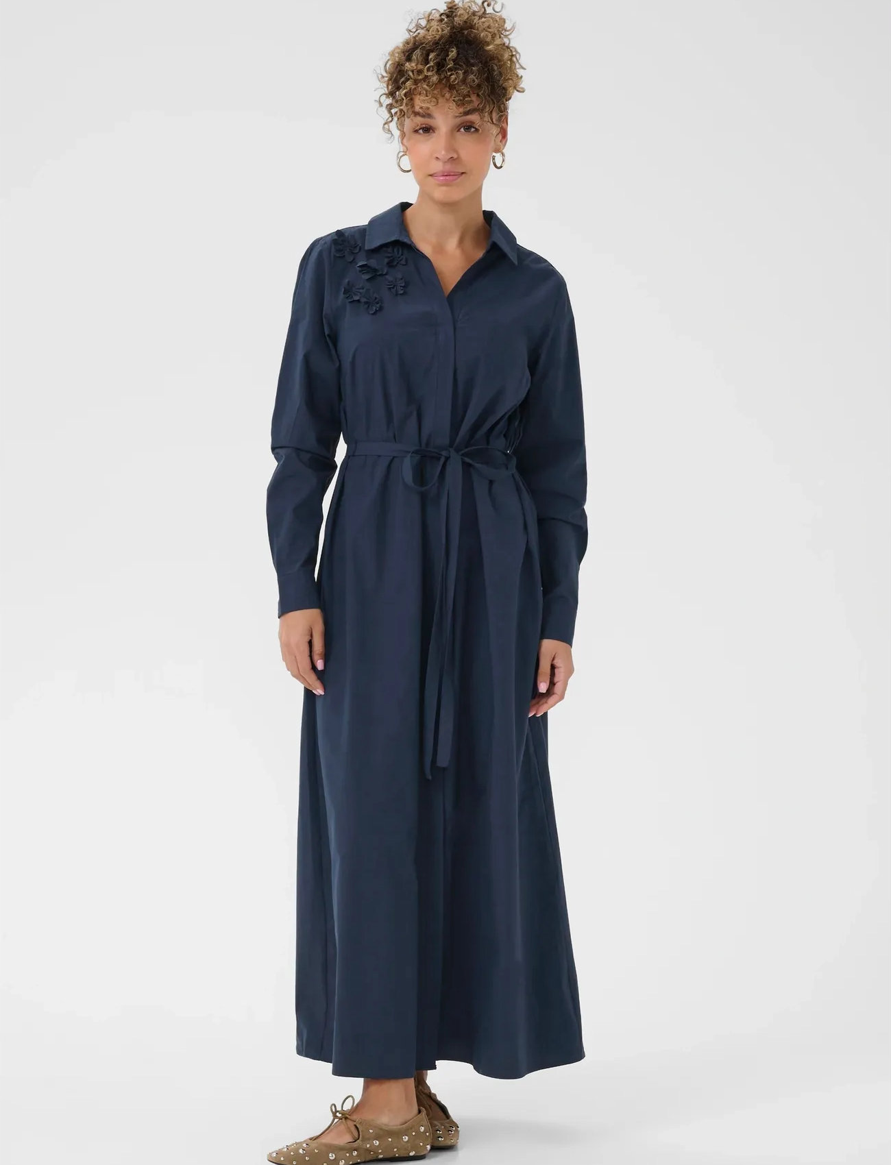 Cream Crisabelle Shirt Dress, 44, Navy, Kjoler > Skjortekjoler, Dame
