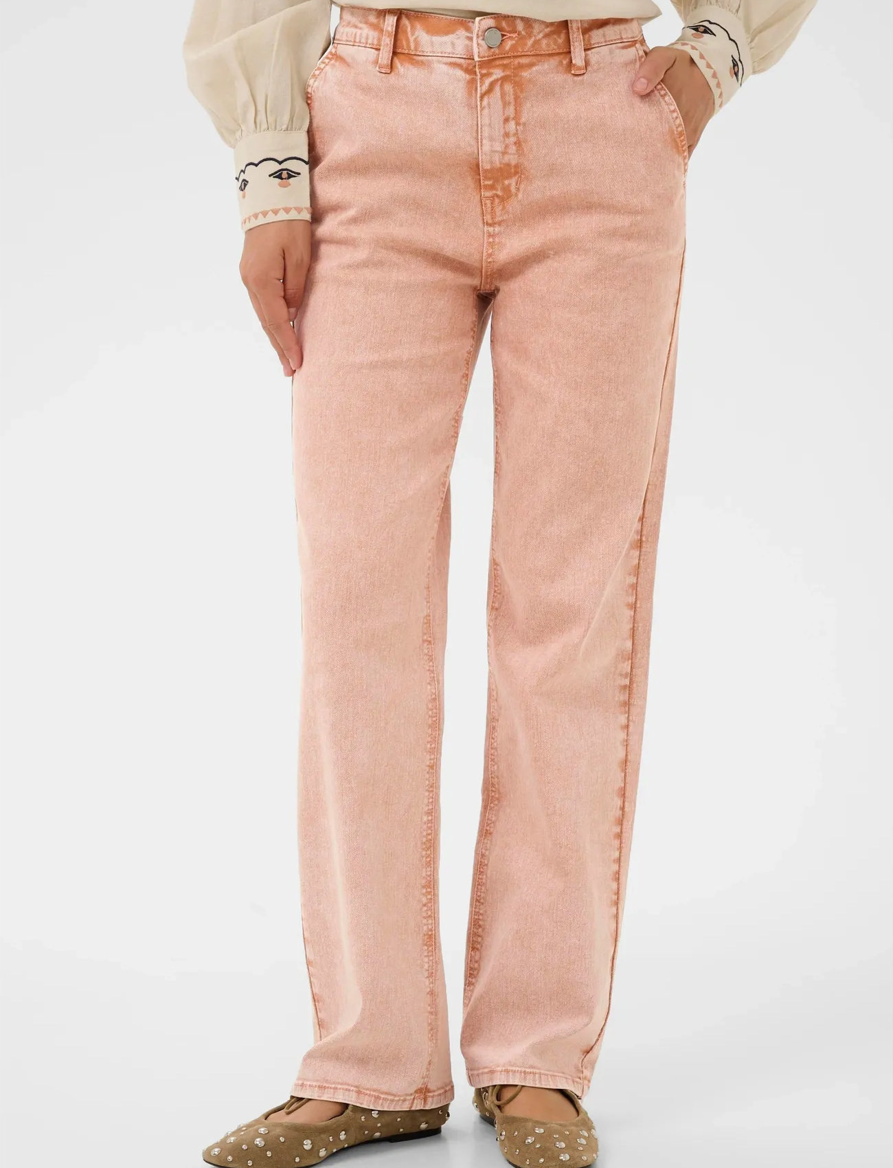 Cream Crvisti Straight Washed Twill, 38 x 32, Pink, Jeans > Lige-Almindelige, Dame