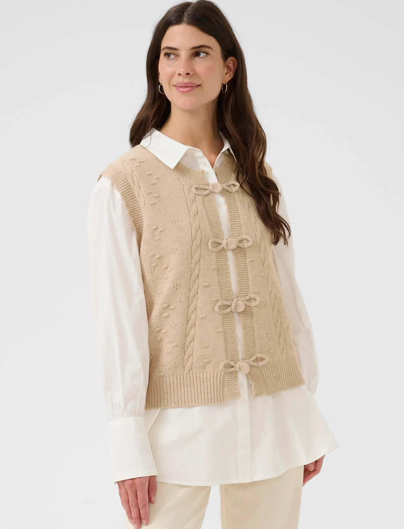 Cream Crsamira Vest, M/L, Cream, Veste > Strikkede Veste, Dame