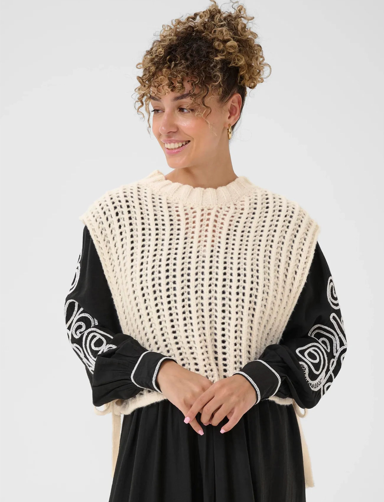 Cream Crwullie Knit Slipover, XS/S, Cream, Veste > Strikkede Veste, Dame