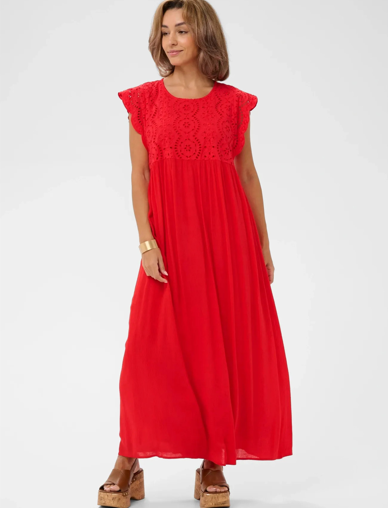 Cream Crzita Dress, 44, Red, Kjoler > Maxikjole, Dame