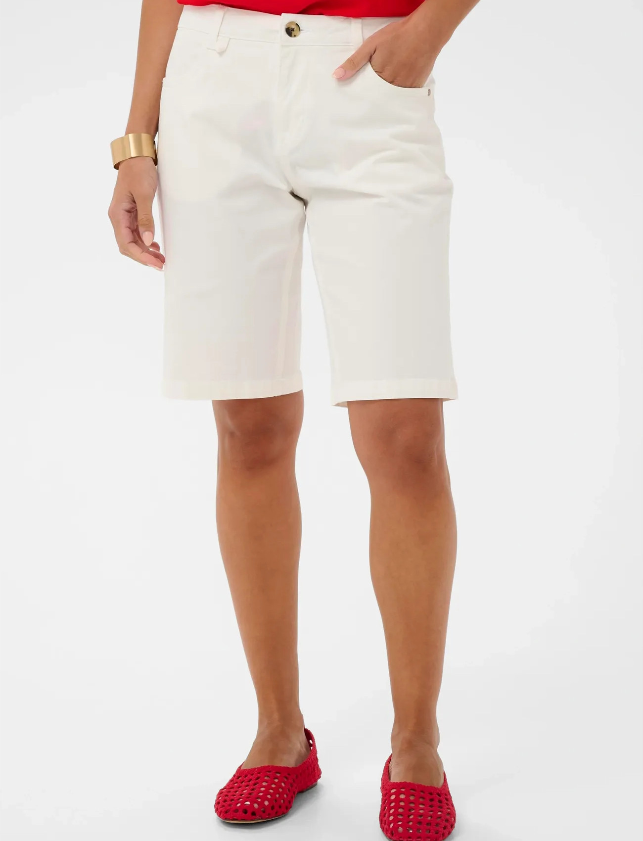 Cream Crberta Twill Shorts - Coco Fit, 44, White, Shorts > Bermudas, Dame