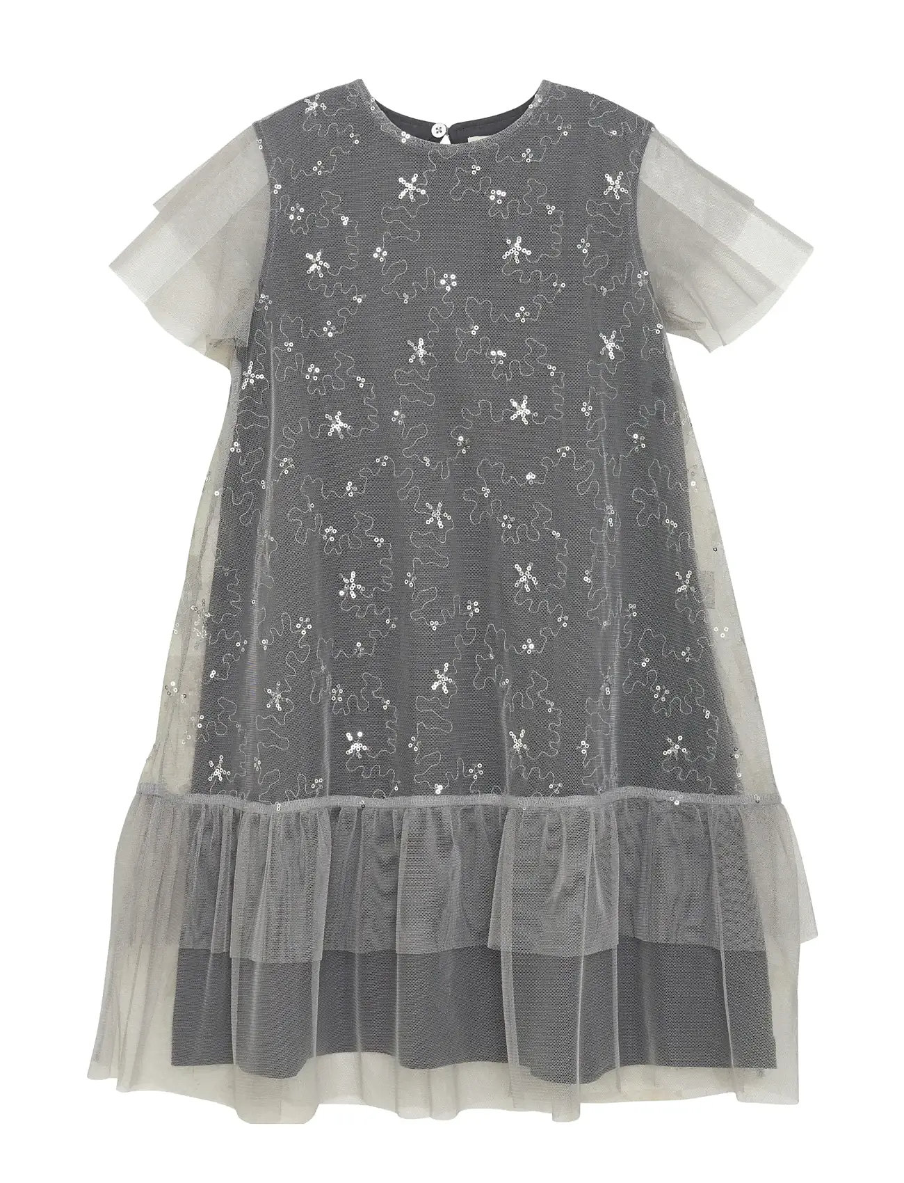 CREAMIE Kleid Sequins Mesh Grau - 110 - Kinder