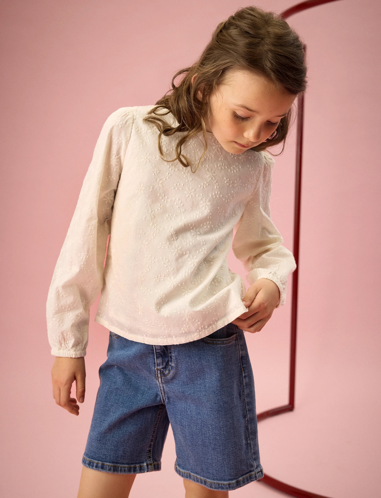 Creamie Blouse Embroidery, 104, Cream, Overdele > Bluser & Tunikaer, Børn
