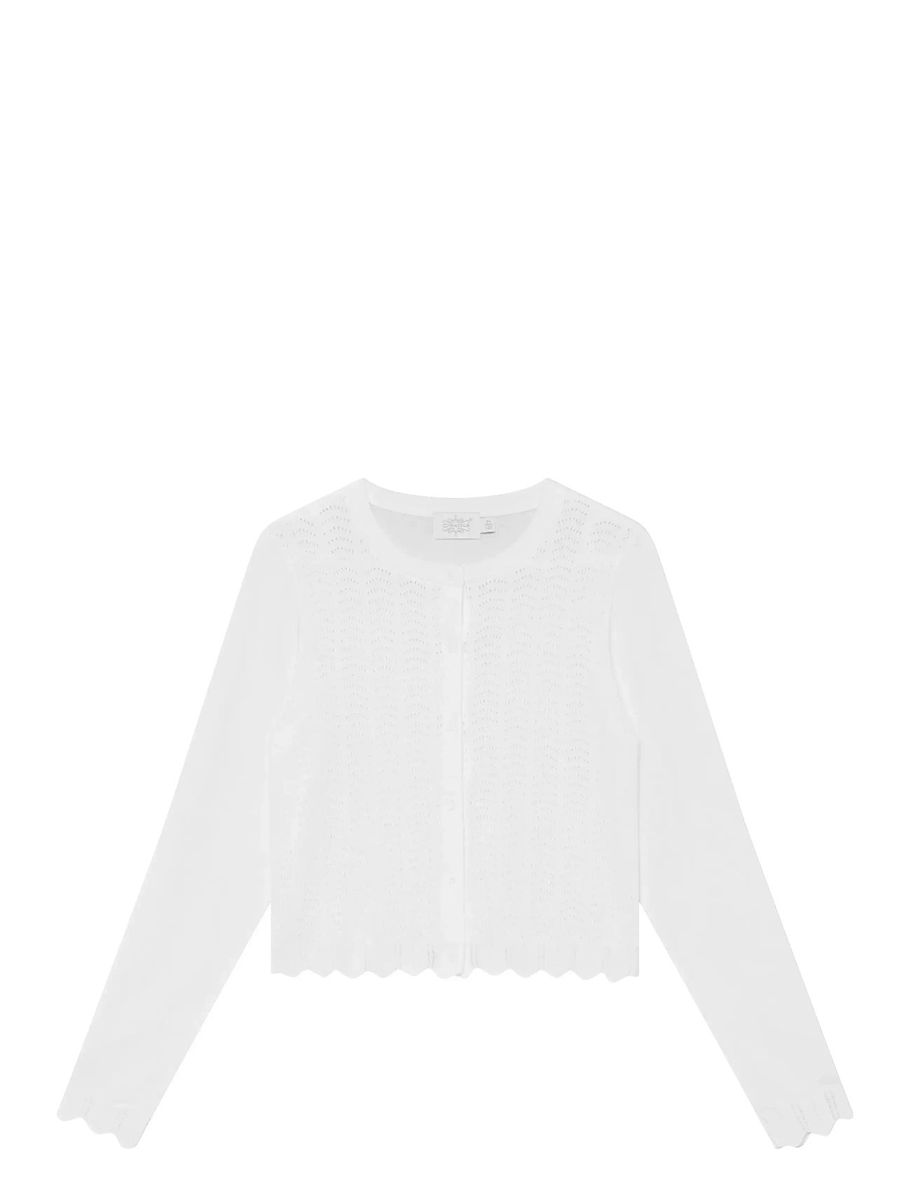 Creamie Cardigan Pointelle, 140, White, Strik > Cardigans, Børn
