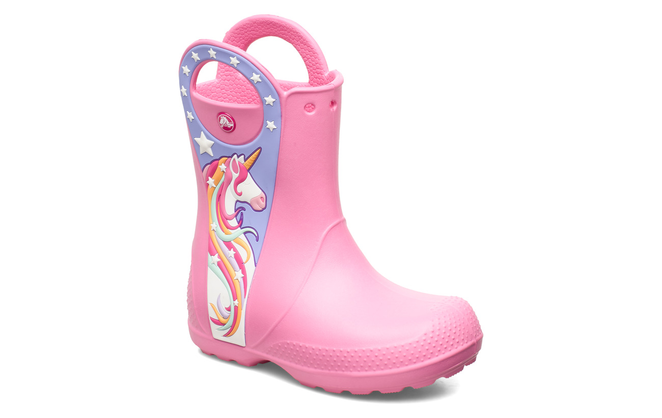 pink croc rain boots