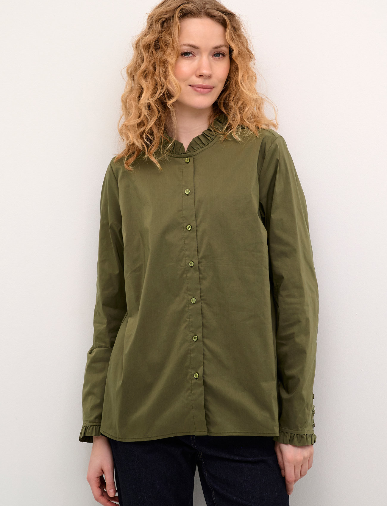 Culture Cuantoinett Button Shirt, XS, Khaki green, Skjorter > Langærmede, Dame