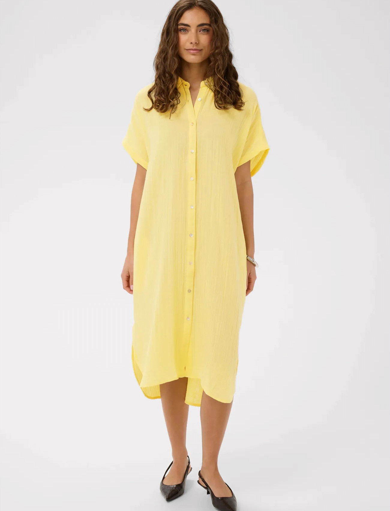 Culture Cuelina Kaftan Dress, M, Yellow, Kjoler > Knælange Og Midi, Dame