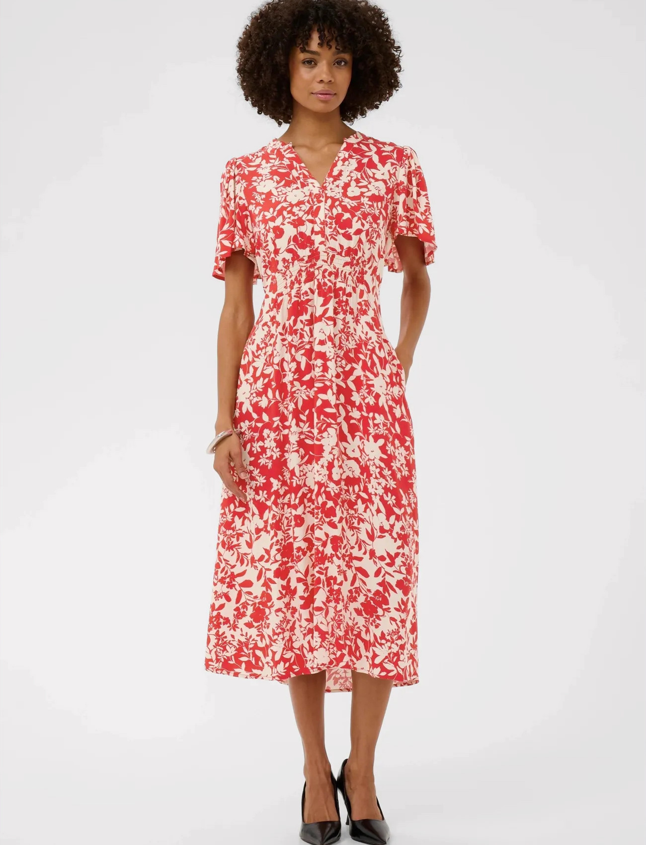 Culture Cujenny Long Dress, L, Red, Kjoler > Knælange Og Midi, Dame