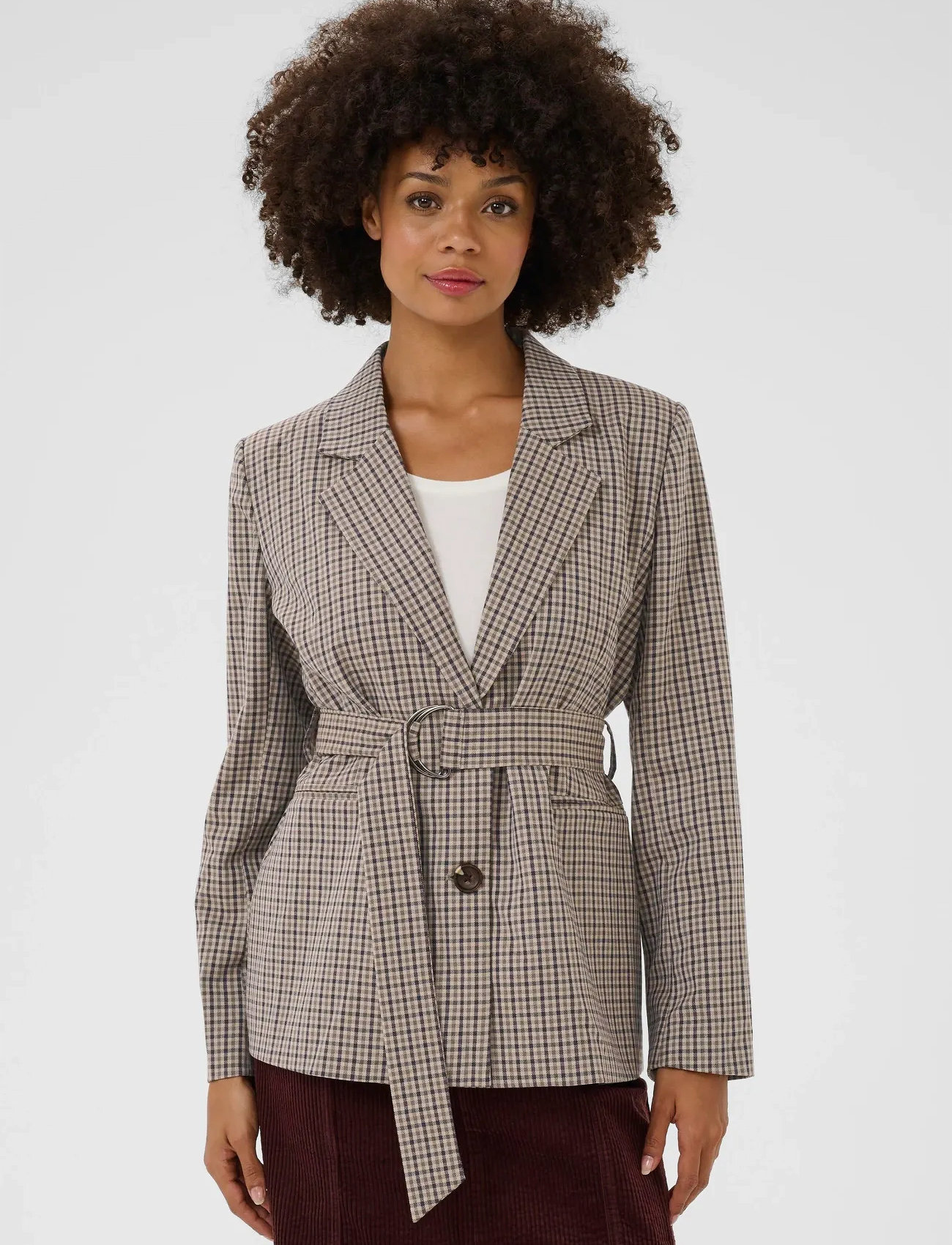 Culture Cuchecka Belt Blazer, 44, Beige, Blazere > Blazere Med Bælte, Dame