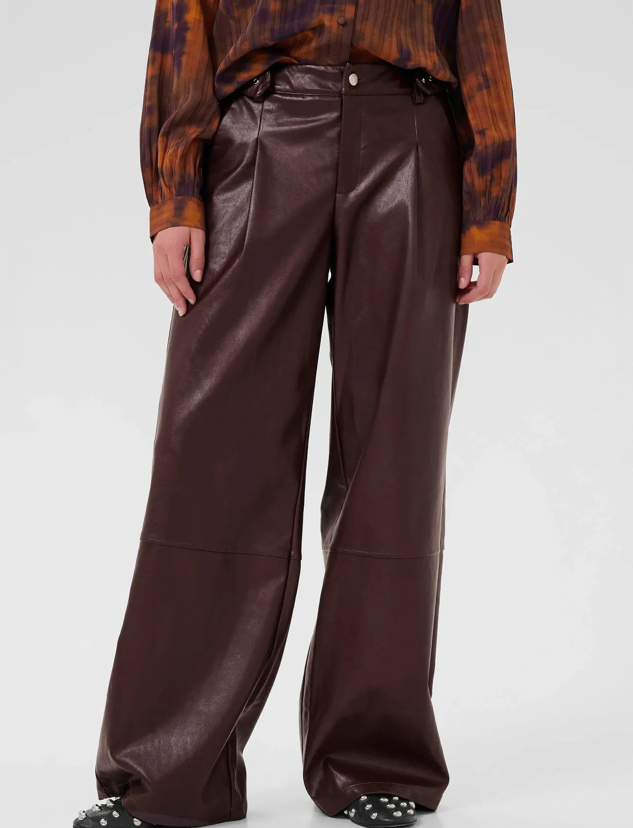 Culture Culilli Pu Pants, 40, Burgundy, Bukser > Brede Ben, Dame