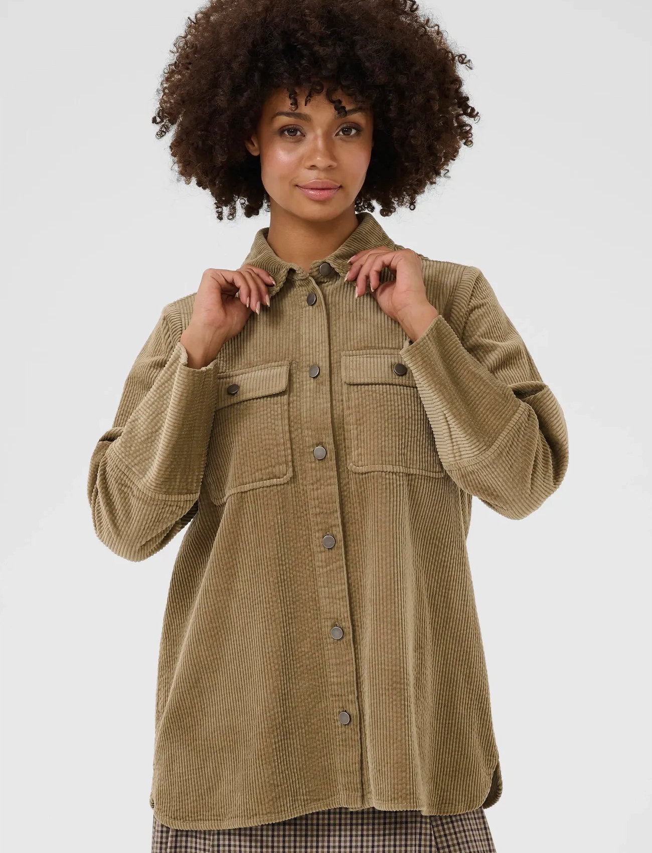 Culture Cubaela Klay Shirt Jacket, XL, Beige, Overdele > Overtrøjer, Dame
