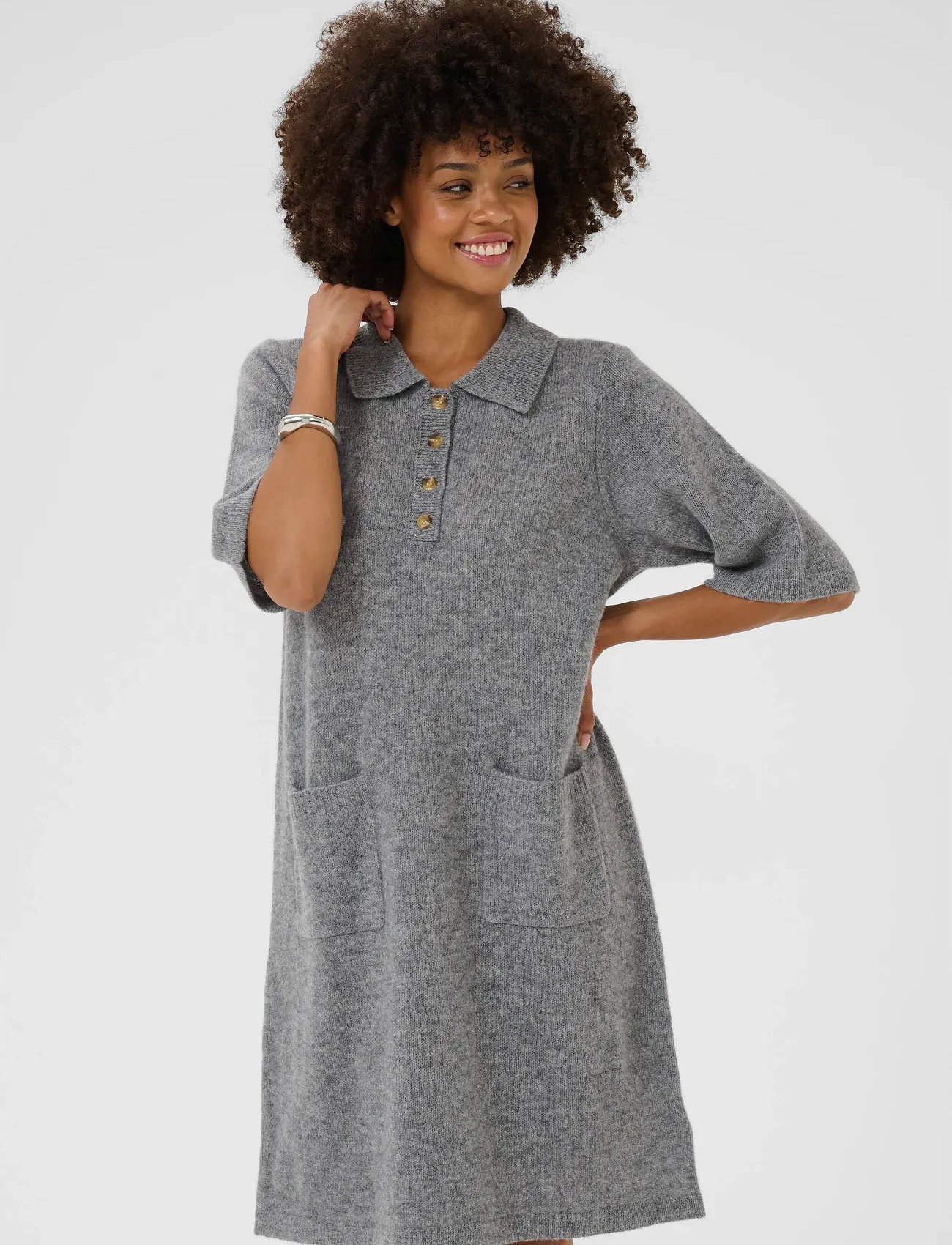 Culture Cuasima Katrina Dress, XL, Grey, Kjoler > Skjortekjoler, Dame