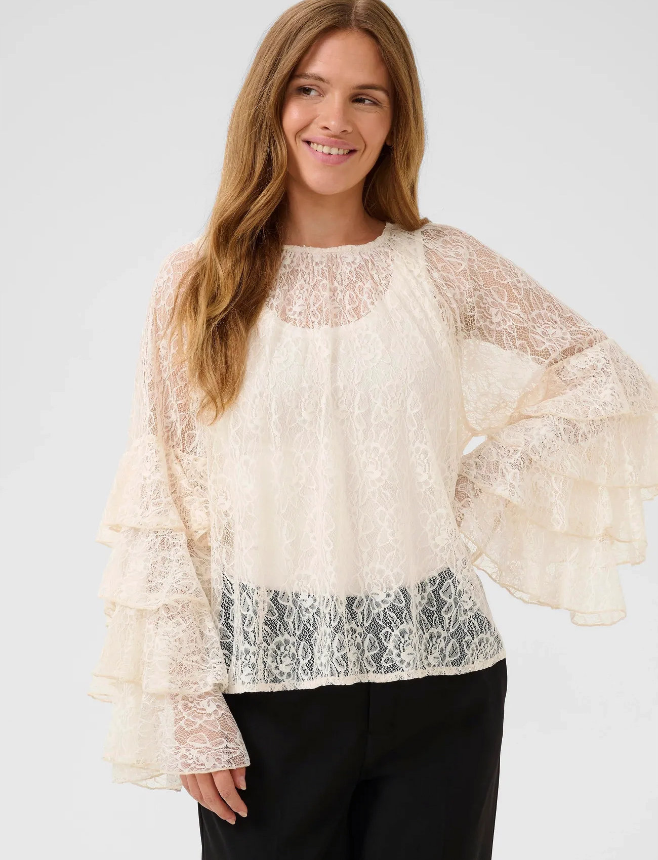 Culture Cuclemency Blouse, L, Cream, Bluser > Langærmede, Dame