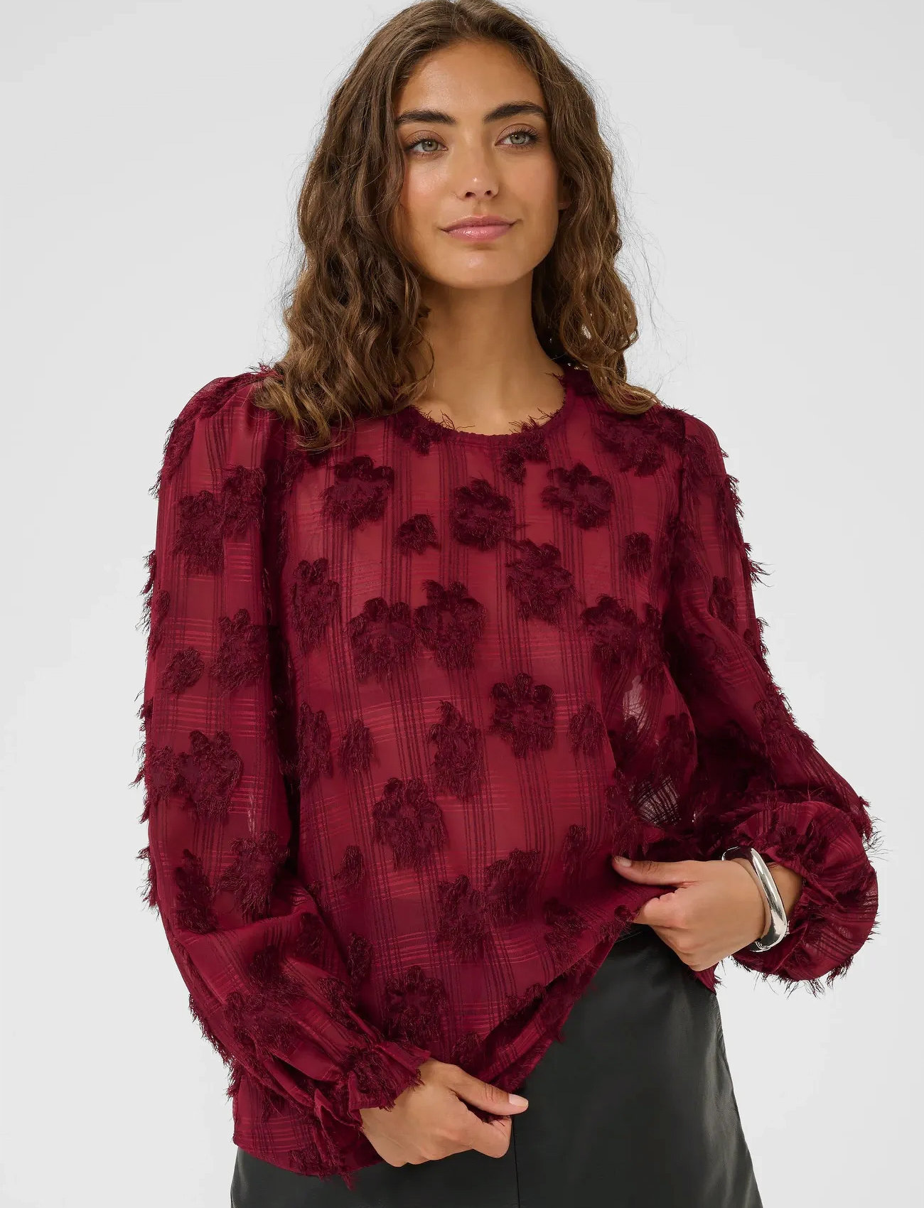 Culture Cubeannie Blouse, XL, Burgundy, Bluser > Langærmede, Dame