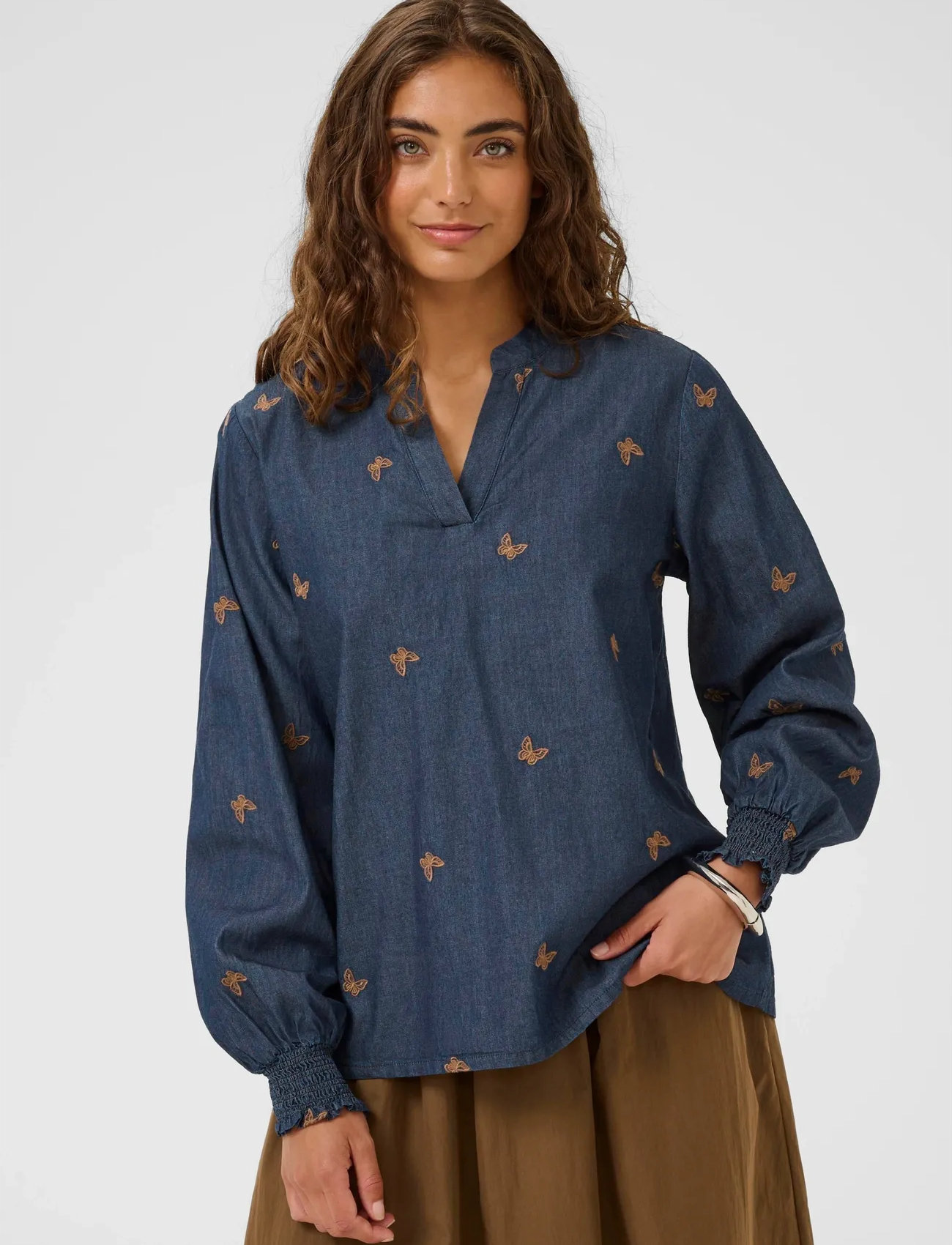 Culture Cufilipa Michelle Blouse, XS, Blue, Bluser > Langærmede, Dame