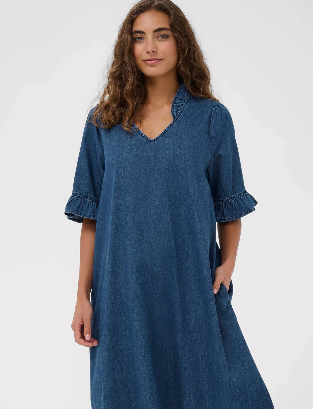 Culture Culava Arpa Dress, XXL, Blue, Kjoler > Knælange Og Midi, Dame