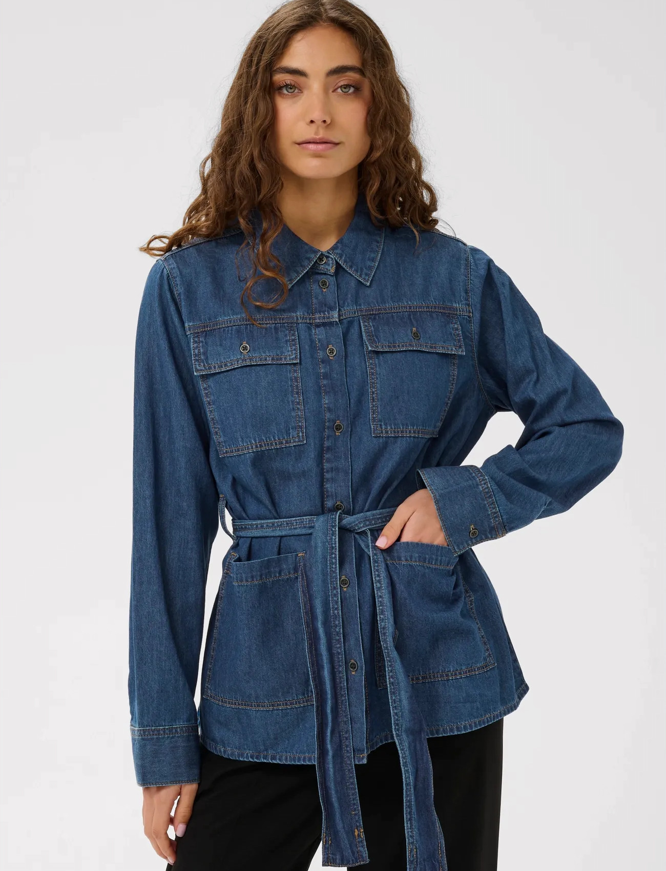 Culture Culava Arpa Shirt, L, Blue, Skjorter > Langærmede, Dame