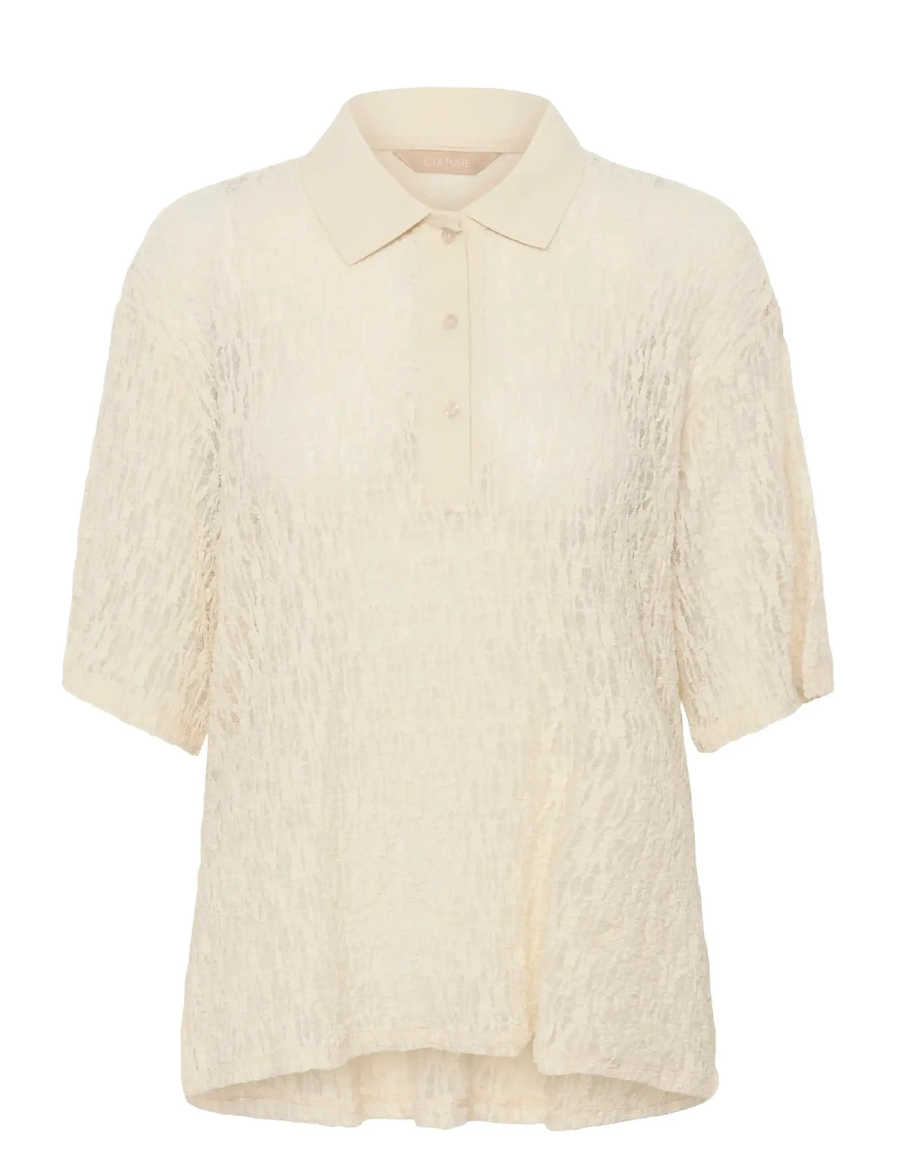 Culture Cukine Lace Tee, XXL, Cream, Bluser > Kortærmede, Dame